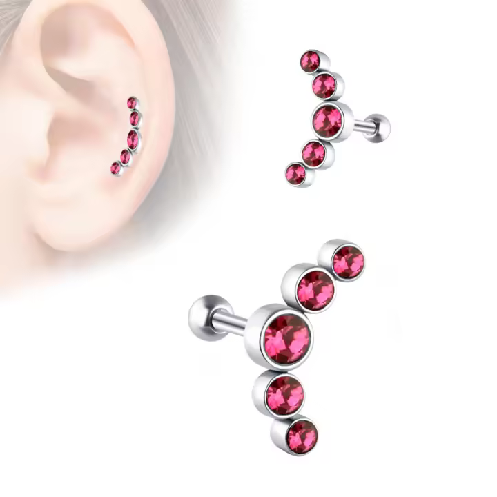 Piercing de cristal para cartílago para mujer, pendiente de hélice, pasador de acero inoxidable, tragus, joyería daith de racimo, 2 piezas - 1