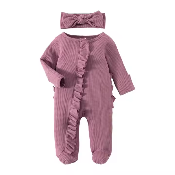Pijama bebé recién nacido con funda plegable con volantes - 1