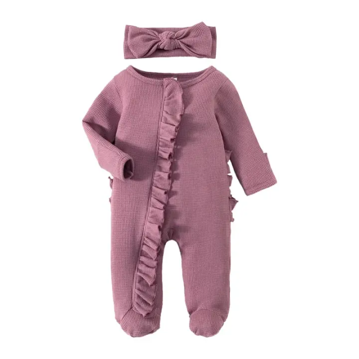 Pijama bebé recién nacido con funda plegable con volantes - 1