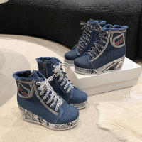 Zapatos de lona de talla grande para mujer, tacón de cuña, versátiles, punta redonda, transpirables, individuales - details 10