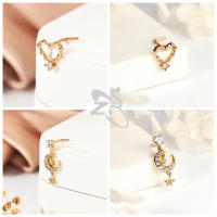 ZS-Piercing de nariz de acero inoxidable en forma de L, Perno de Nariz de cristal CZ brillante, flor, mariposa, forma de corazón, 20G, 1 pieza - details 4