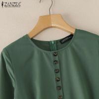 ZANZEA-vestido veraniego de primavera 2025, Vestidos de trabajo de fiesta de manga larga a la moda para mujer, bata por debajo de la rodilla con botones lisos, Vestidos elegantes informales para vacaciones - details 8