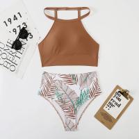 Bikini Sexy para mujer, traje de baño de cuello alto, traje de baño femenino de dos piezas, conjunto de Bikinis de cintura alta, ropa de playa para traje de baño 2024 - details 9
