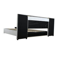 Elegante Armario de Cama de Terciopelo 180x200 Con Espalda Grande Sistema de Almacenamiento Hidráulico Marca Clásica Gris - details 1