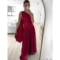 Vestido largo de fiesta suelto para mujer, informal, plisado, con hombros descubiertos - details 12