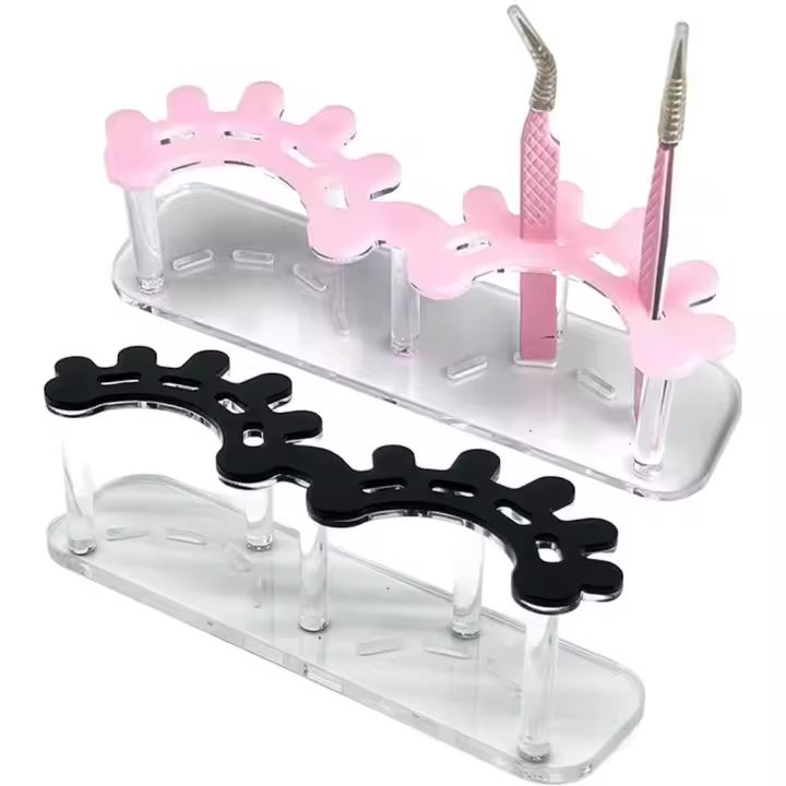Soporte de exhibición para pinzas de pestañas con 8 agujeros, soporte acrílico estable para pinzas de pestañas, estante de almacenamiento multifuncional duradero para pinzas de belleza - 1