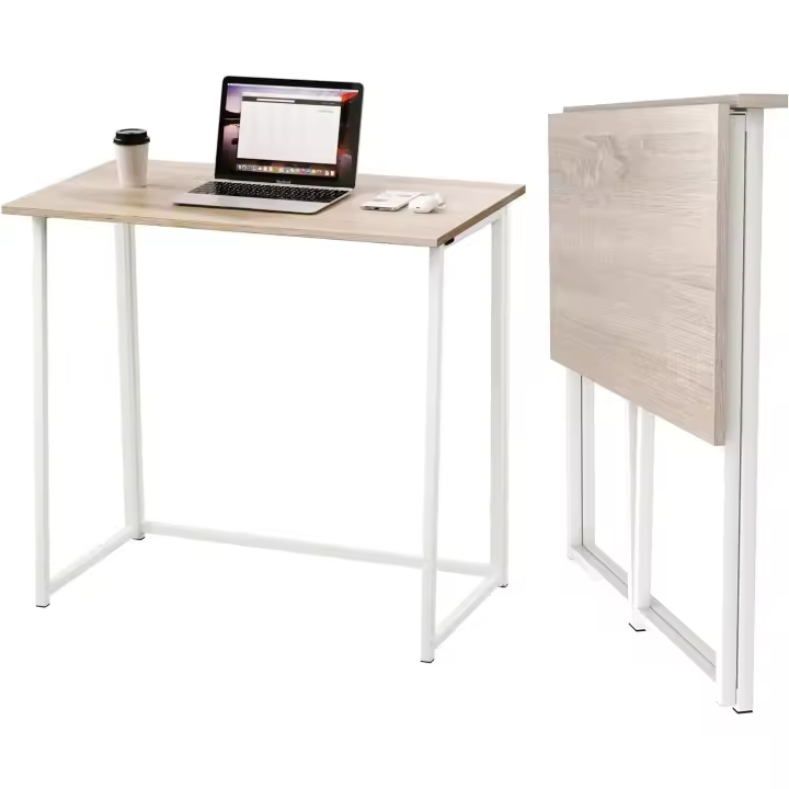 Escritorio Plegable, Compacto sin ensamblaje, para Estudio, Casa Oficina, Escritorio para computadora Manualidades, Color Madera, 80 x 45 x 74 cm - 1