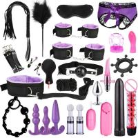 Leten Sextoy Bdsm Kit Set Vibrador Esposas Cuello Juguete Sexual Adulto Pareja Látigo Anal Buttplug para Hombres Juego Sexual Íntimo Bondage - details 0
