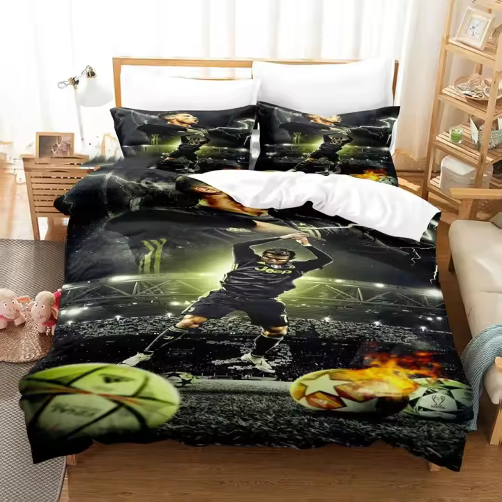 Conjunto de Ropa de Cama de Fútbol Estrella CR7 Tamaño de Cama Twin Funda de Almohada - 1