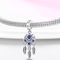 Pulsera Fit Original de 3mm en Plata Esterlina S925 con Pluma de Dreamcatcher y Cuentas DIY para Mujeres Joyería Fina de Cumpleaños - details 30