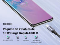 Cable USB A a C de Carga Rápida UGREEN Tipo de Trenza de Nylon para Samsung Galaxy, iPhone, OPPO Reno, Xiaomi 15 Pro, Redmi K80 Pro, Huawei Mate Accesorios de Electrónica - details 0