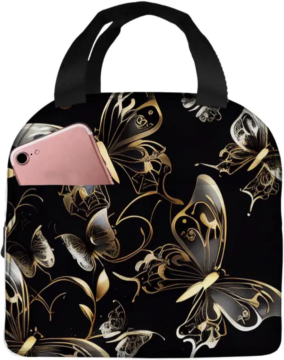 Bolsa de Almuerzo Aislada y Portátil Diseño Grunge Trippy Gótico de Calavera - 1