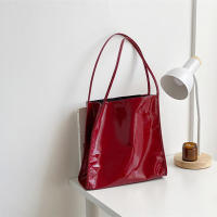 Bolso de hombro de charol de Color sólido para mujer, bolso de mano de lujo Simple, bolso de compras de viaje informal, bolso de mano - details 2