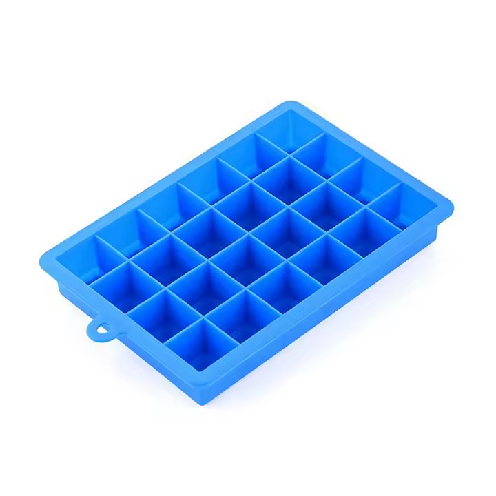 Bandeja de hielo de silicona azul con tapa, caja cuadrada auxiliar para alimentos, puré de queso, gelatina, molde para Bar, herramienta de cocina, Cubo de cóctel - 1