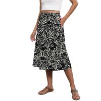 Falda elástica plisada estampada de cintura alta a rodilla para mujer, moda, fiesta, verano, 2024 - details 4