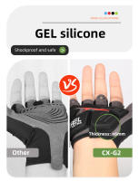 Guantes de medio dedo para bicicleta de montaña, manoplas cortas de GEL, almohadilla de Palma gruesa de 6mm, a prueba de golpes y antideslizante, tela elástica - details 6