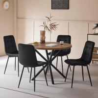 Juego de Comedor de Mesa Redonda 100cm con 4 Sillas Conjunto de Mesa y Sillas de Comedor, Cocina y Salón (Madera Oscura+Marrón Claro (PU)) - details 51