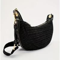 Bolso Crucero de Tejido Ligero Correa Ajustable Desmontable, Cierre de Cremallera, Lining de Goma y Poliéster, Marrón/Negro Bolso de Mano Casual para Mujeres en Primavera-Verano - details 8