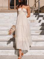 Nueva moda mujer vestido largo elegante sin mangas con cuello Halter vestido Floral vestido de verano gran oferta S-XL - details 28