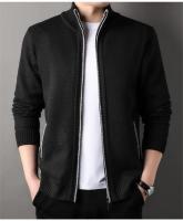 Suéter de punto con cuello levantado para hombre, cárdigan para temporada de otoño e invierno, chaqueta ajustada de color sólido - details 18