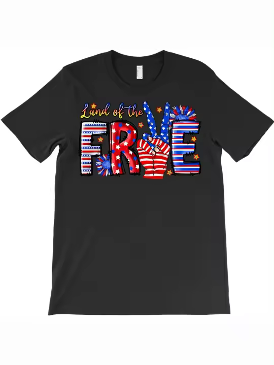 Camiseta Land Of The Free, regalo para papá, manga corta con cuello redondo suave y cómoda - 1
