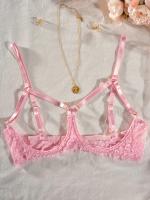 Conjunto de lencería erótica de encaje floral, sujetador de busto abierto y tanga de entrepierna abierta, ropa sexy para mujer - details 7