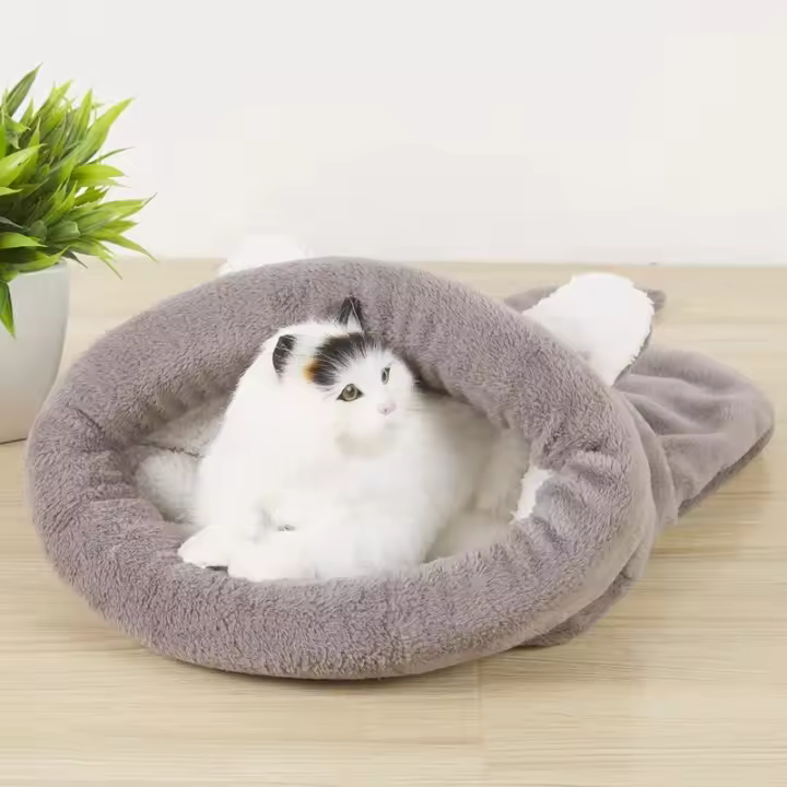Bolsa de Dormir Suave para Gatos Tamaño Pequeño Casa de Mascotas Cálida - 1