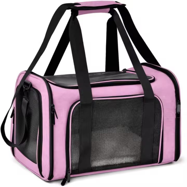 Bolsa de transporte plegable para mascotas, bolso portátil de cara suave para gato, almohadilla de forro polar extraíble, correa de hombro ajustable, estuche de transporte para perros, viaje - 1