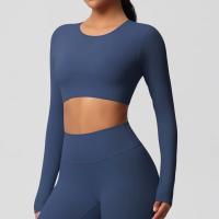Traje de Yoga de manga larga ajustado con almohadilla para el pecho, Top corto deportivo de manga larga para mujer, Pilates, correr - details 14