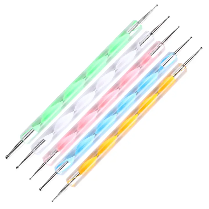 Kit de Pintura de Gel UV 5pcs/Set Pluma de Punto Profesional para Arte de Uñas Herramienta de Marbleizando Acero 2 Formas de Rodillo - 1