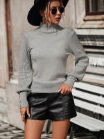 Suéter de cuello alto con botones para mujer, Jersey de punto suave, Vintage, color blanco, otoño e invierno, novedad de 2023 - details 8