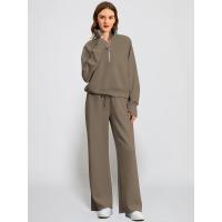 Conjunto casual de dos piezas para mujer: sudadera extragrande con media cremallera y pantalones deportivos de pierna ancha - details 59