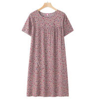 Camisón de mujer de verano de manga corta de algodón y poliéster para personas mayores, estilo casual de longitud media - details 3