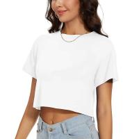 Camiseta divertida Y2K informal para mujer, Tops cortos rosas, camiseta holgada corta con cuello redondo, ropa de calle de verano - details 4