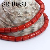 Columna de tubo de 5x7mm, joyería de Coral rojo de bambú marino Natural, venta al por mayor, accesorios DIY, cuentas espaciadoras sueltas de 15" - details 5