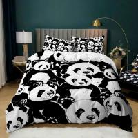 Juego de cama con estampado de Panda para niños y niñas, funda de edredón con fundas de almohada, color blanco y negro, tamaño Queen - details 17
