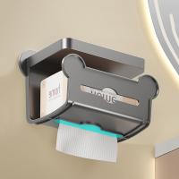 Estante de papel higiénico de plástico, soporte de papel higiénico de doble capa sin perforaciones, ahorra espacio, estante de papel en rollo montado en la pared para Baño, 3 uds. - details 3