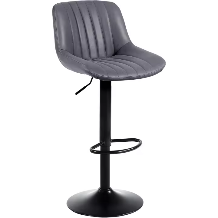 2, Taburete de Bar Giratorios de Altura con Respaldo, Taburete Alto Ajustable de Cuero PU, Taburete Cocina Moderna - 1
