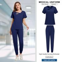 Ropa de trabajo de belleza para mujer, uniforme de enfermeras médicas, conjunto de bata quirúrgica, pantalones superiores de Spa, ropa de cuidador clínico, uniformes de enfermería, traje para correr - details 17