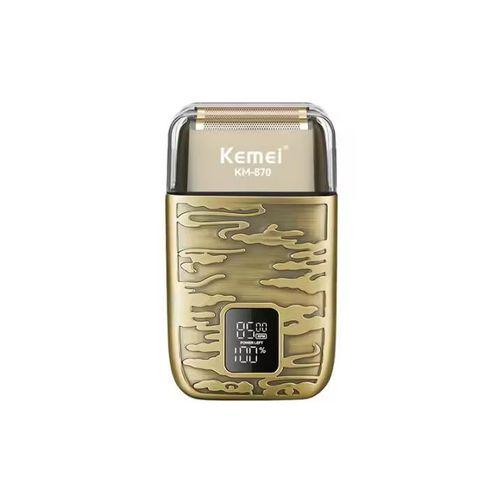 Kemei-maquinilla de afeitar eléctrica para hombre calvo, afeitadora profesional de cabeza cerrada, recortadora de barba inalámbrica con 2 láminas, suministros de barbero impermeables - 1
