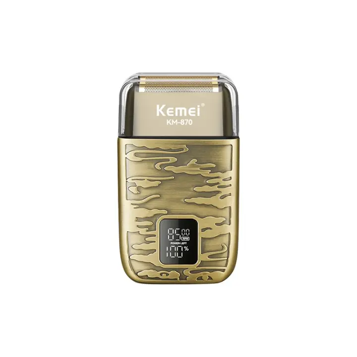 Kemei-maquinilla de afeitar eléctrica para hombre calvo, afeitadora profesional de cabeza cerrada, recortadora de barba inalámbrica con 2 láminas, suministros de barbero impermeables - 1