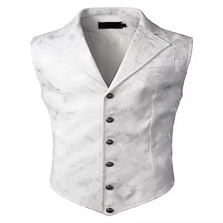 Chaleco de traje para hombre, chaleco con estampado de cuello en V, chaleco de boda para novio, traje elegante para hombre, chaleco, vestido Formal, chaqueta, chaleco, ropa de trabajo - 1