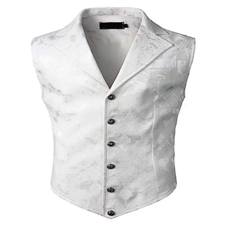 Chaleco de traje para hombre, chaleco con estampado de cuello en V, chaleco de boda para novio, traje elegante para hombre, chaleco, vestido Formal, chaqueta, chaleco, ropa de trabajo - 1