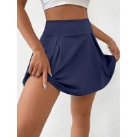 Vestidos de verano para mujer, estilo informal de vacaciones, cintura alta, plisado, pantalón de protección incorporado, falda deportiva minimalista de Color sólido - details 0