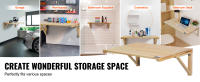 SucceBuy Mesa plegable montada en la pared, 31.5" x 23.62", escritorio de madera con hojas abatibles, escritorio flotante con soporte de hierro, plegable - details 5
