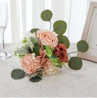Ramo de flores artificiales de boda rosa y blanco hecho a mano para decoración de novia de San Valentín decoración de rosas al por mayor - details 9