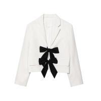 Chaqueta corta de tres piezas con lazo de color contrastante de diseñador 2025, nueva moda femenina de verano con temperamento. - details 1