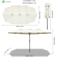 Sombrilla Parasol Rectangular, Sombrillas Jardin para Terraza Playa Piscina Mercado Patio Exterior, 300 x 150 cm, Protección Solar UV50+, Doble Beige - details 21