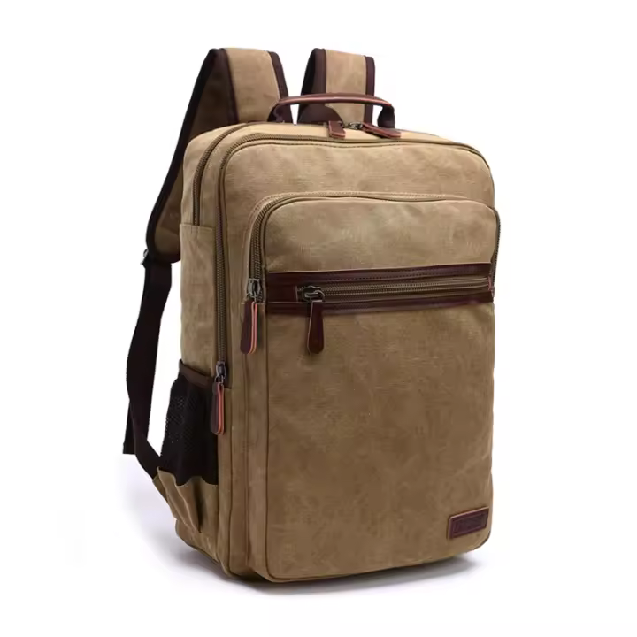 Mochila de lona Vintage para hombre, bolso de hombro de viaje de gran capacidad, mochilas escolares para adolescentes, mochila para ordenador portátil - 1