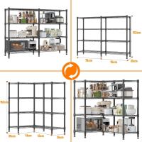 Estanterías de Almacenamiento de 4 Niveles Estantería de Alambre Metálico para Almacenamiento Estantería Ajustable en Altura Estanterías para Despensa Estantería de Cocina, 152*35*152cm Negro - details 2